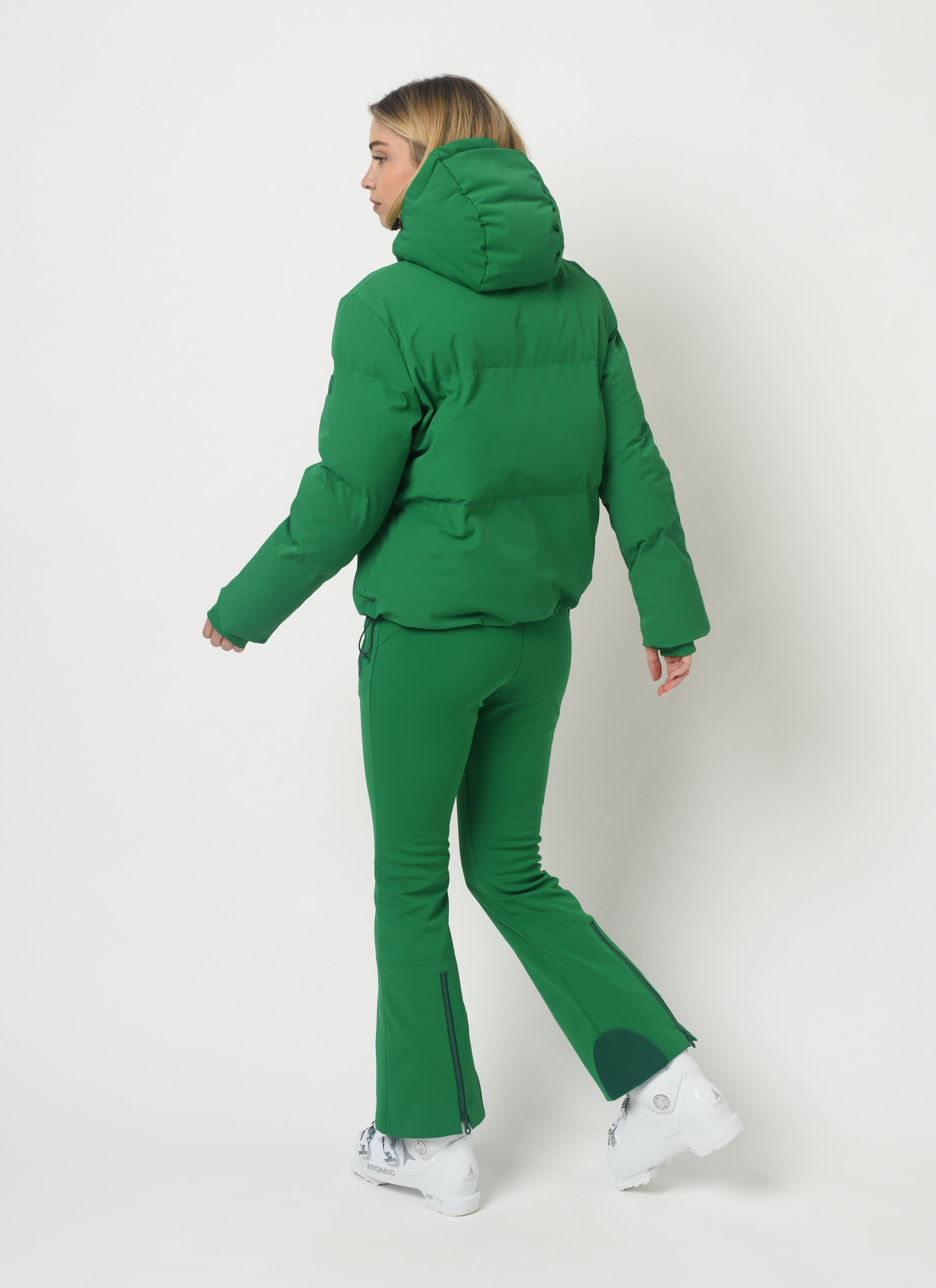 Women's green ski outfit