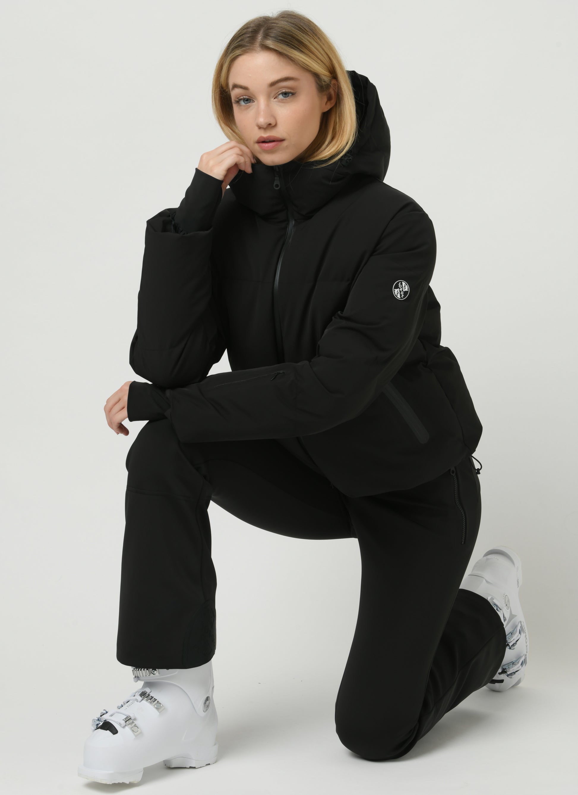 Women's black ski outfit