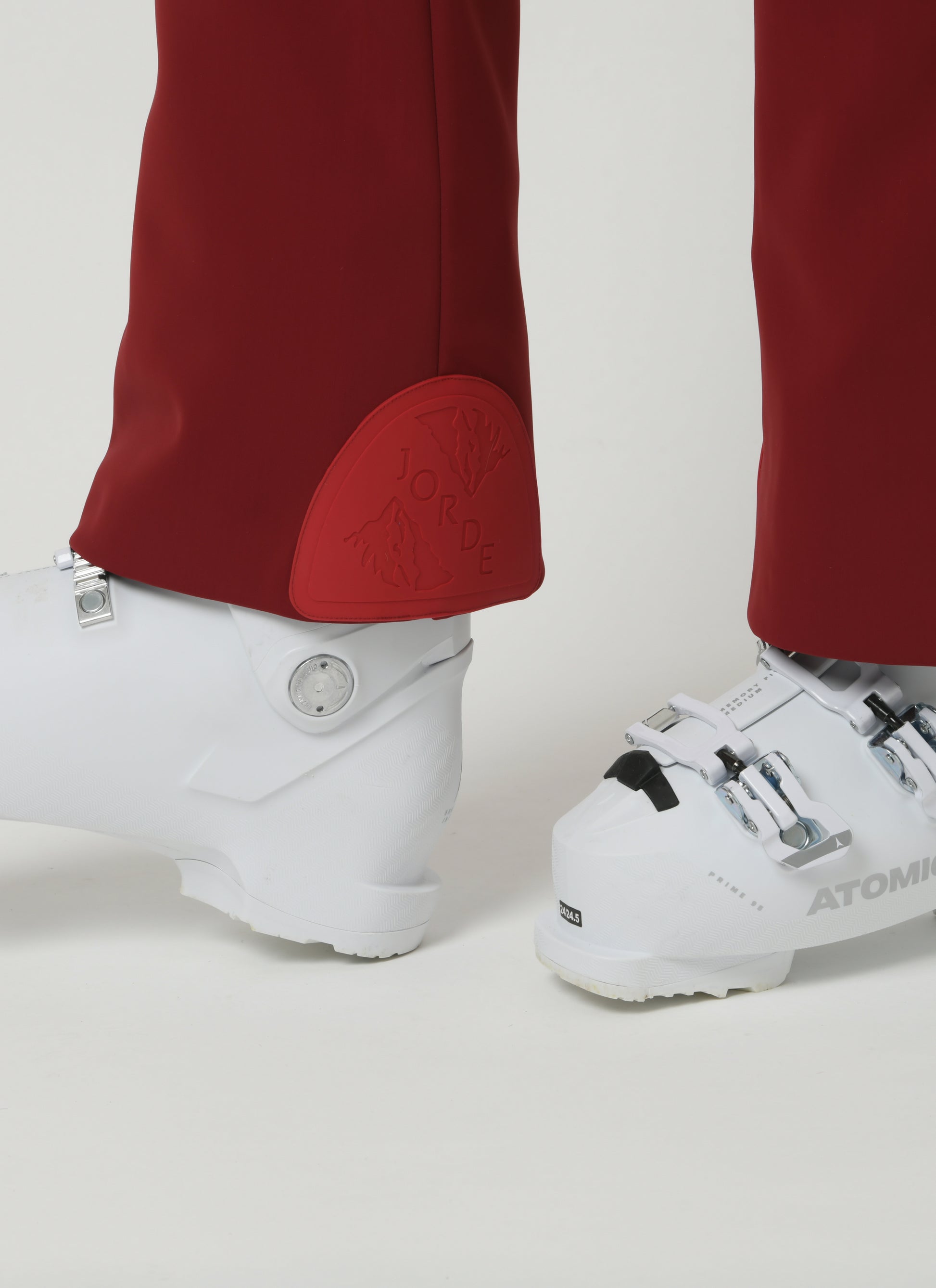 Women's Red Ski Pants with ankle patch