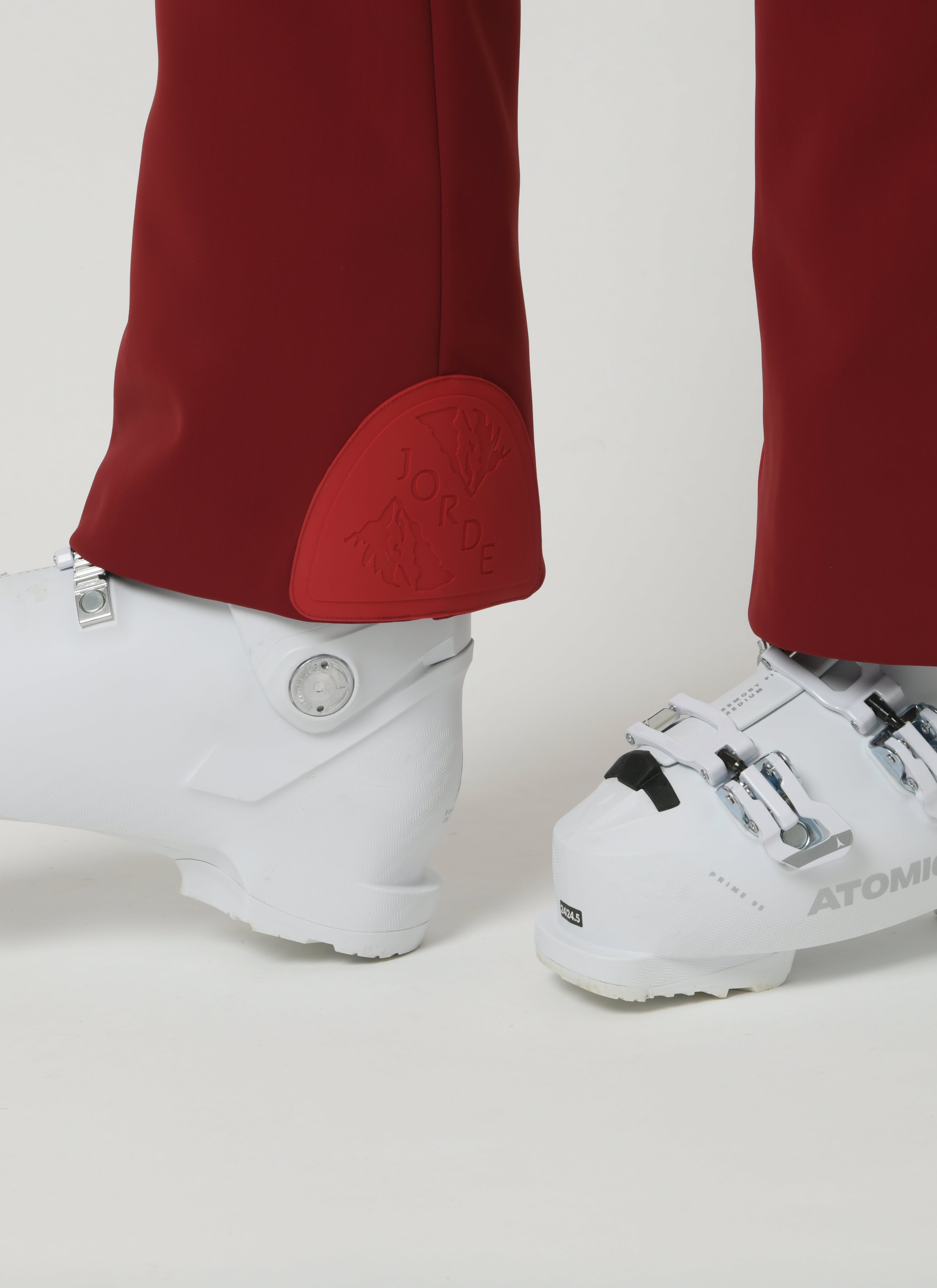 Women's Red Ski Pants with ankle patch