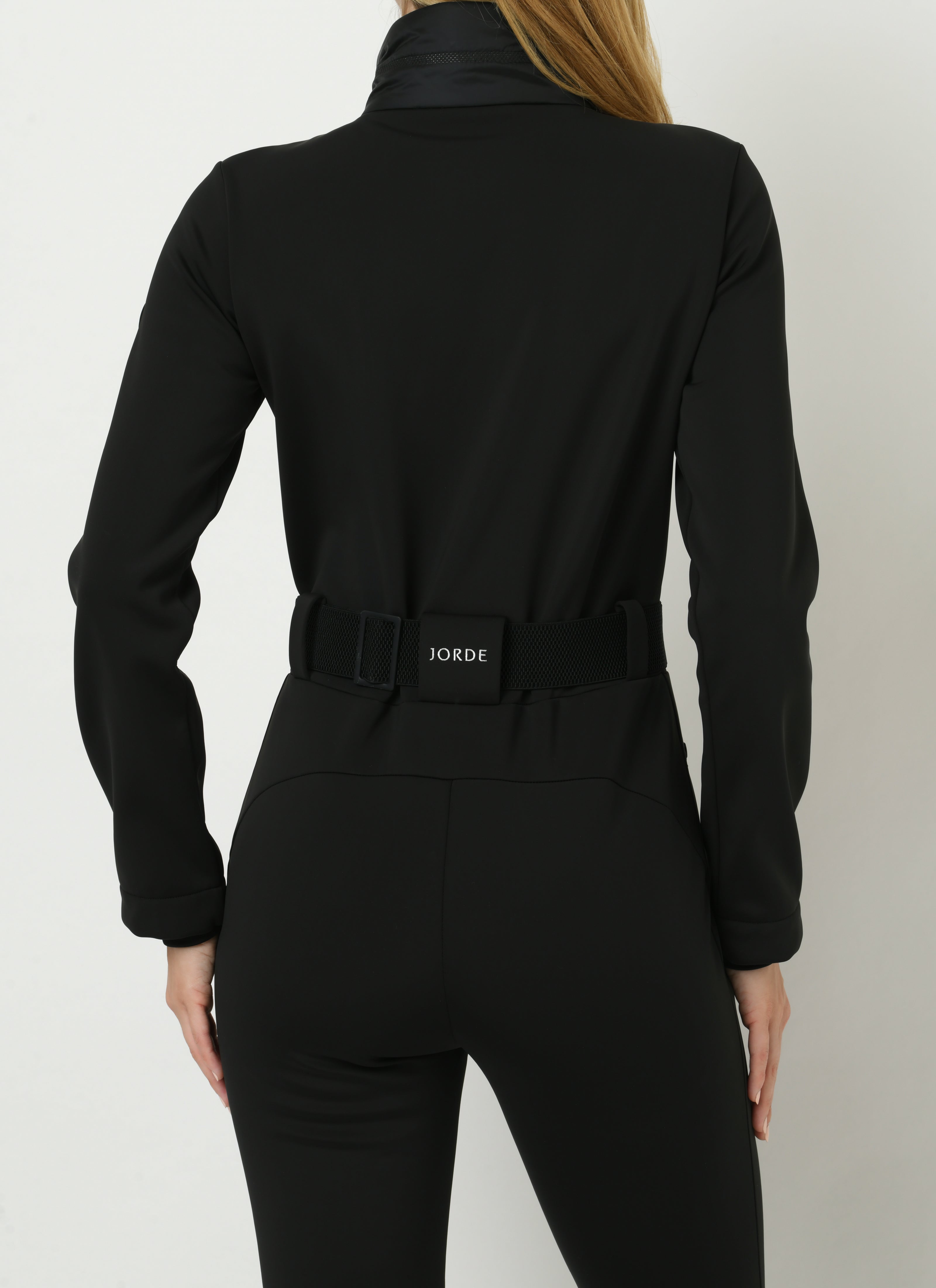 Black one piece women's apres ski suit