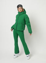 Women's green ski outfit